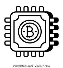 A unique design icon of bitcoin processor