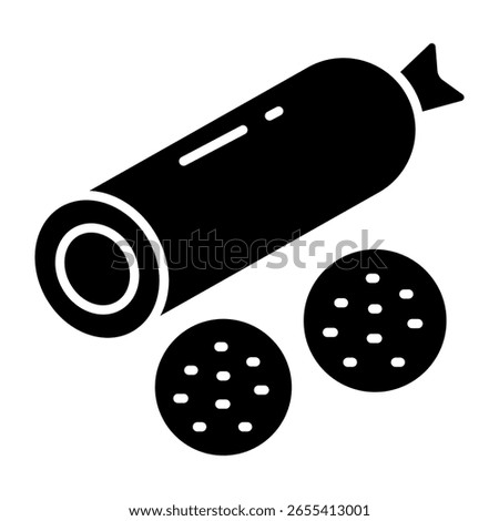 A unique design icon of cut sausage