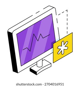 A unique design icon of ecg monitor