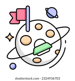 A unique design icon of flagged planet 