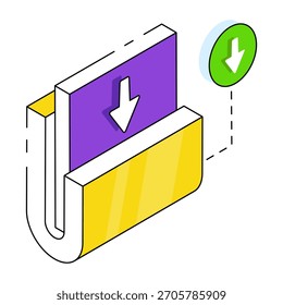A unique design icon of folder download 