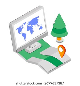 Un icono de diseño único de la ubicación del bosque 