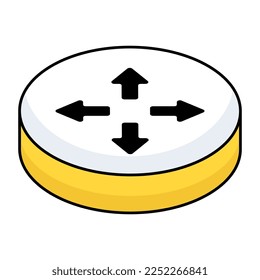Un icono de diseño único de cuatro flechas de dirección 