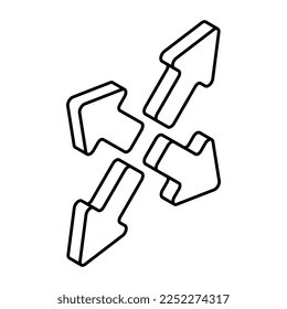A unique design icon of four Direction arrows 