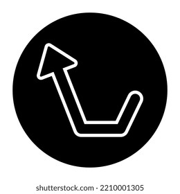 A unique design icon of left corner turn up arrow