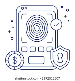 Unique design icon of mobile fingerprint  

