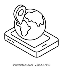 Un icono de diseño único de la ubicación global móvil 