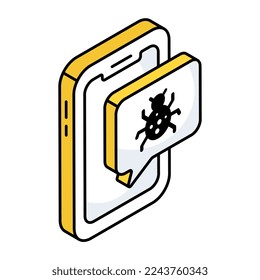Un ícono de diseño único del chat móvil infectado 