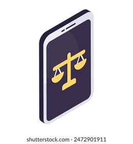 Unique design icon of mobile justice