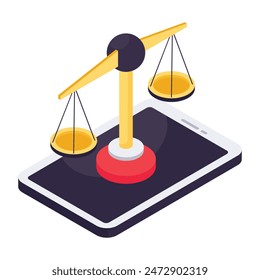 Unique design icon of mobile justice