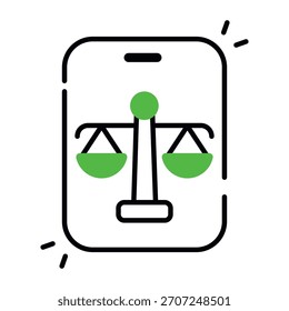 Unique design icon of mobile justice application 