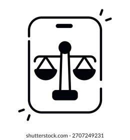 Unique design icon of mobile justice application 