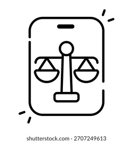 Unique design icon of mobile justice application 