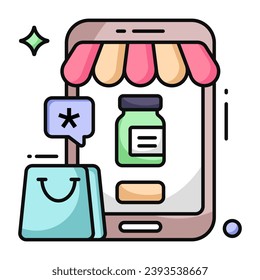 Unique design icon of mobile medical shop