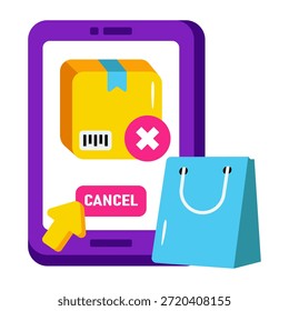 Un icono de diseño único de cancelación de pedido móvil