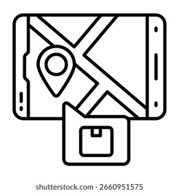 Un icono de diseño único de seguimiento de paquetes móviles