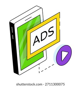 Unique design icon of mobile video ad

