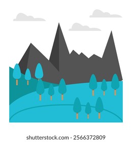 A unique design icon of mountains landscape