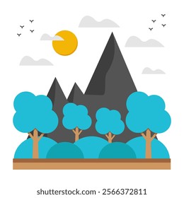 A unique design icon of mountains landscape