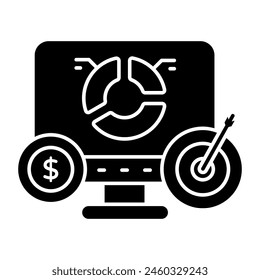 Icono de diseño único de análisis de datos en línea