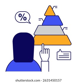 A unique design icon of pyramid chart