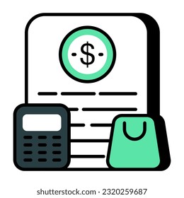 Un icono de diseño único para el cálculo de compras