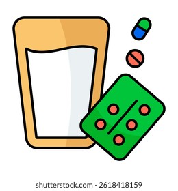 A unique design icon of taking medicine