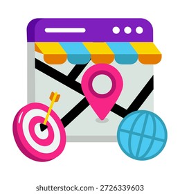 Icono de diseño único de la ubicación de destino 