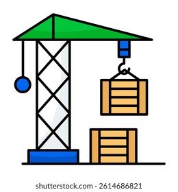 Unique design icon of tower crane