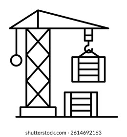 Unique design icon of tower crane
