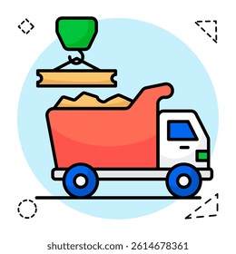 Unique design icon of truck loading