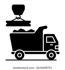 Unique design icon of truck loading