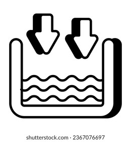 A unique design icon of water level down