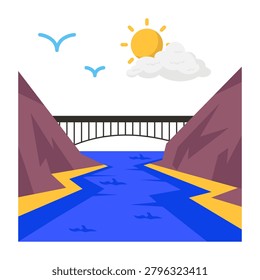 A unique design icon of weir bridge 
