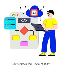 Unique design illustration of ai cloud coding