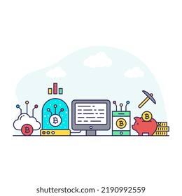 A unique design illustration of bitcoin exploration