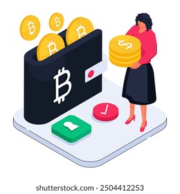 A unique design illustration of bitcoin wallet 

