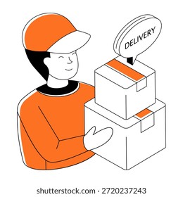 Una ilustración de diseño único del hombre de entrega