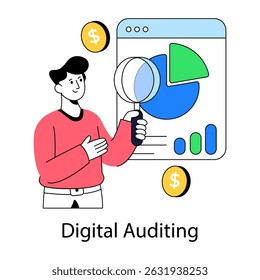 A unique design illustration of digital auditing