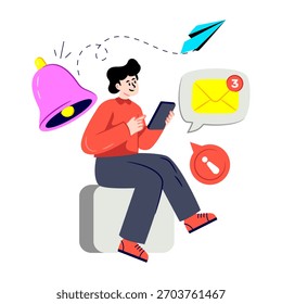 A unique design illustration of email notification