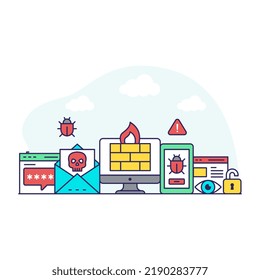 Ilustración de diseño única del cortafuegos