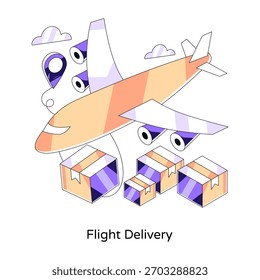 Unique design illustration of flight delivery