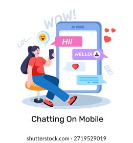 Una ilustración de diseño único de chat móvil