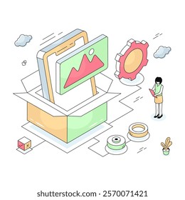 Unique design illustration of mobile landscape