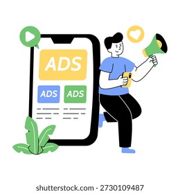 Unique design illustration of mobile video ad