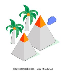 Eine einzigartige Design-Illustration von Bergen zeigt Bergstation 