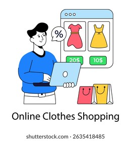 Unique design illustration of online clothes shopping
