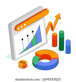 Una ilustración de diseño único de análisis de datos en línea 