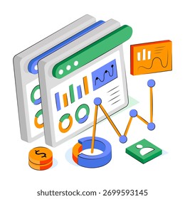 Una ilustración de diseño único de análisis de datos en línea 
