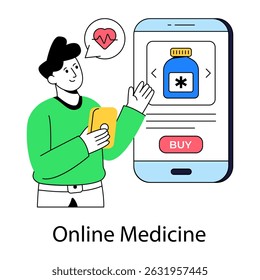 Unique design illustration of online medicine